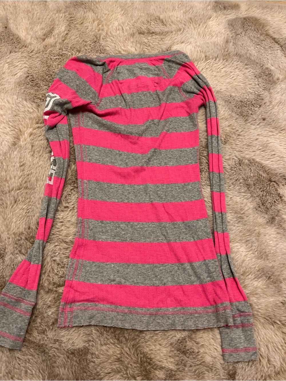 Vintage VS Pink striped Henley Top - Picture 3 of 3